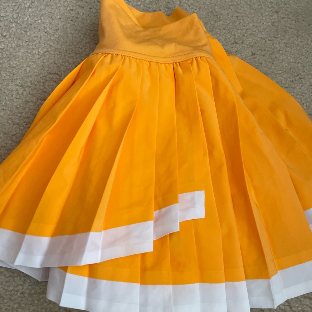 Aerie Offline Pleated Orange Skirt with White Trim and Built-in shorts - Picture 7 of 7